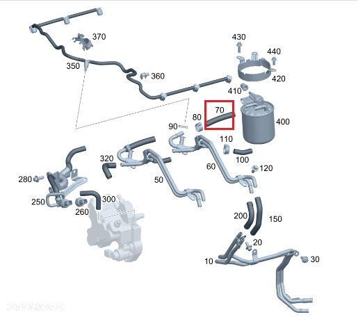 MERCEDES DIESEL OM642 Przewod paliwa elastyczny OE - 2