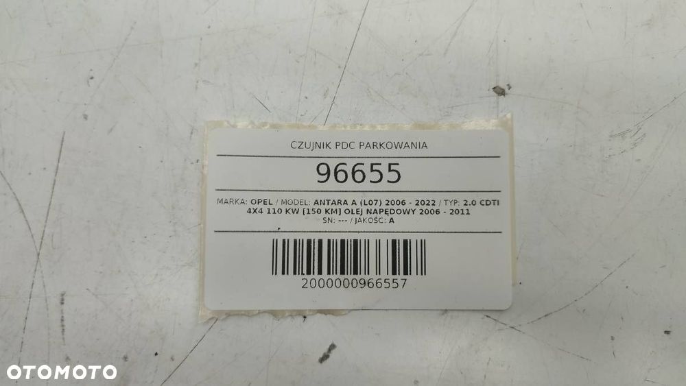 CZUJNIK PDC PARKOWANIA OPEL ANTARA A (L07) 2006 - 2022 2.0 CDTI 4x4 110 kW [150 KM] olej napędowy 2006 - 2011 0263003966 - 3