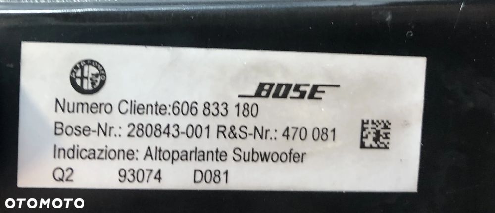 SUBWOOFER GŁOŚNIKI WZMACNIACZ  BOSE KOMPLET ALFA ROMEO GT 606833180 - 5