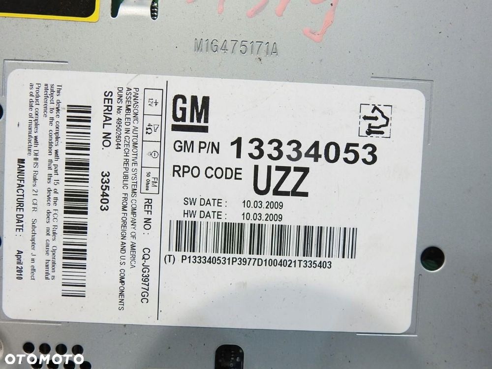 RADIO CD OPEL ASTRA J 13334053 - 5