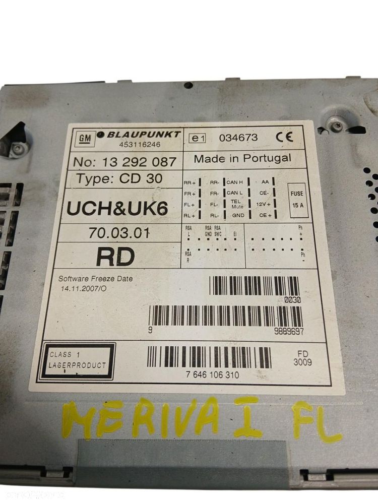 RADIO CD OPEL MERIVA A LIFT 13292087 - 3