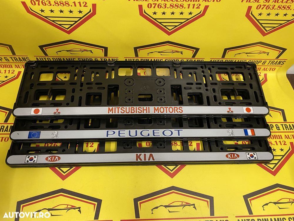 Set 2 suporti numar numere inmatriculare Kia Mitsubishi MOTORS Peugeot - 2