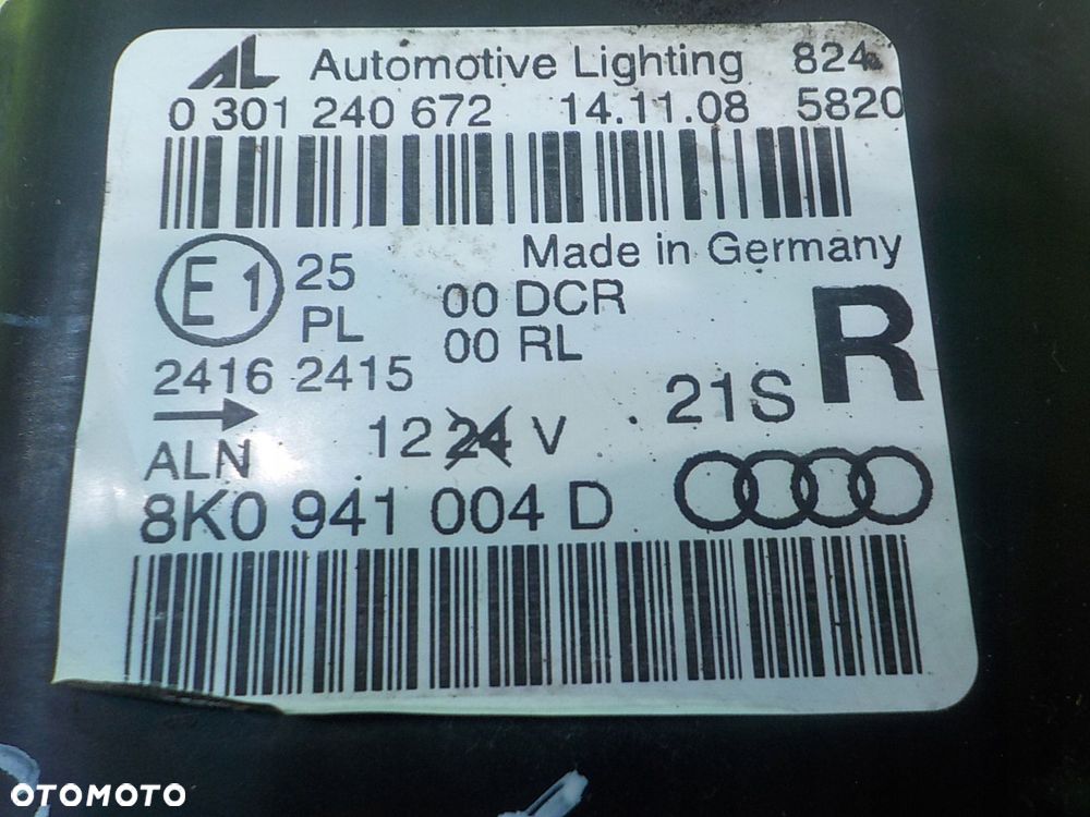 AUDI A4 B8 S-LINE 1.8 TFSI 08r SEDAN XENON lampa prawa przod 8K0941004D - 6