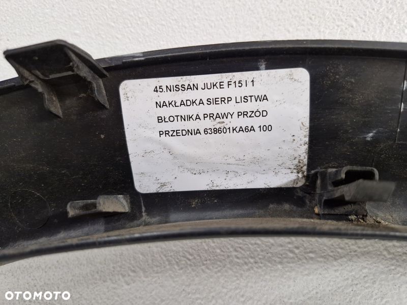 NISSAN JUKE F15 I 1 NAKŁADKA SIERP LISTWA BŁOTNIKA PRAWY PRZÓD PRZEDNIA 638601KA6A - 9