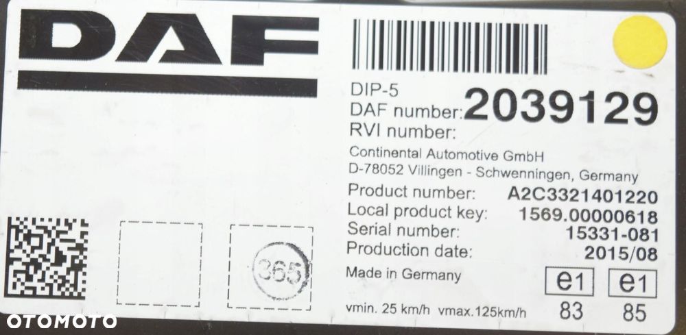 LICZNIK ZEGARY DAF CF XF 106 EURO 6 2039129 - 3