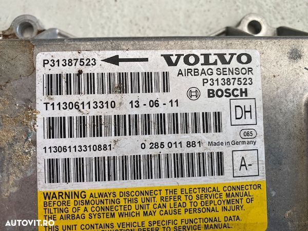 Calculator airbag SRS Volvo S60 V60 XC60 S80 XC70 V70 2014+ 31387523 31451752 - 3
