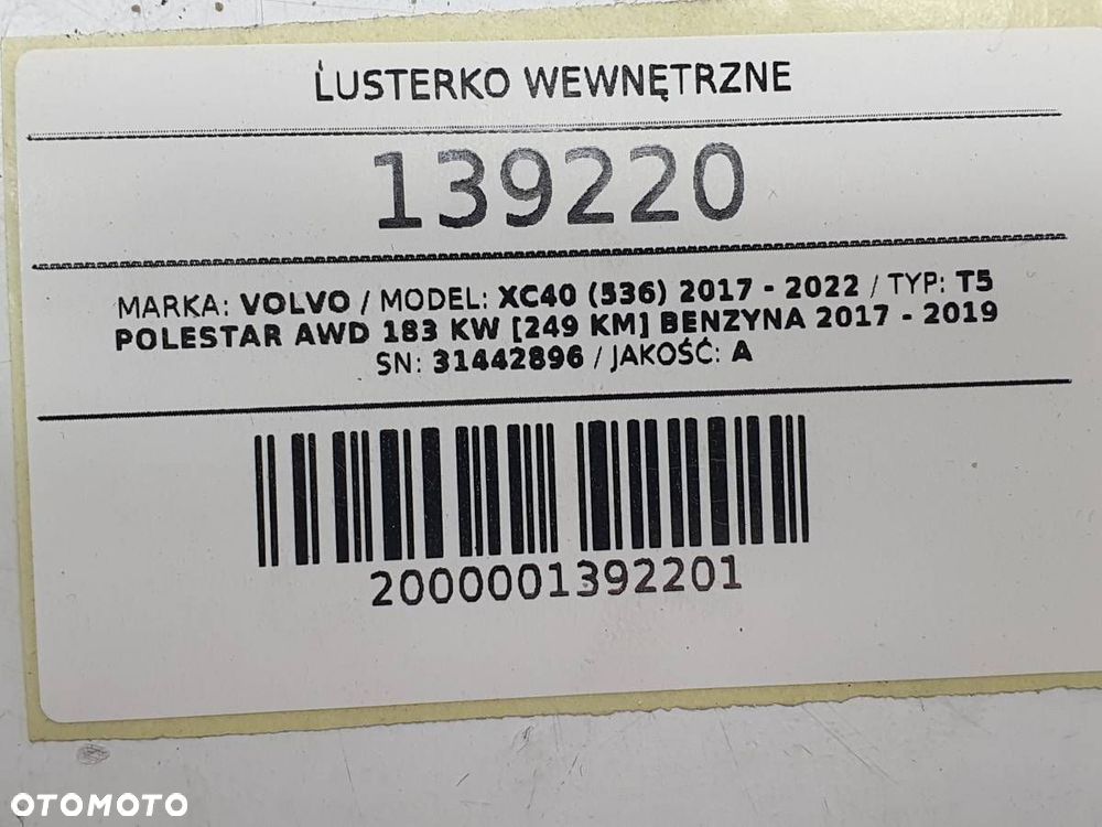 LUSTERKO WEWNĘTRZNE WSTECZNE VOLVO XC40 II 31442896 2021 - 6