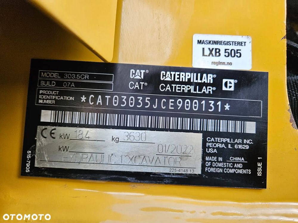 Caterpillar MINIKOPARKA CAT CATERPILLAR 303.5 CR 303.5CR E CR 303.5E 303 304 302 2022R. DEMO KLIMATYZACJA ROTOTILT - 10