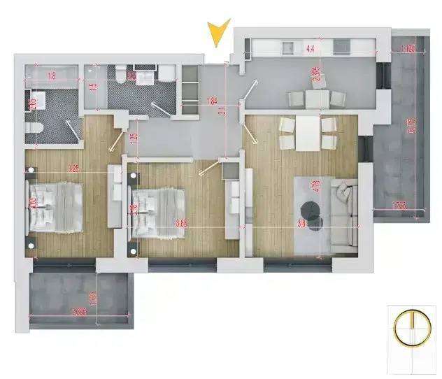 Interior view of Apartament 3 bedroom in Drumul Gura Ariesului