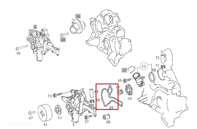 MERCEDES M112 M113 Uszczelka pompy wody ORYGINAL - 2