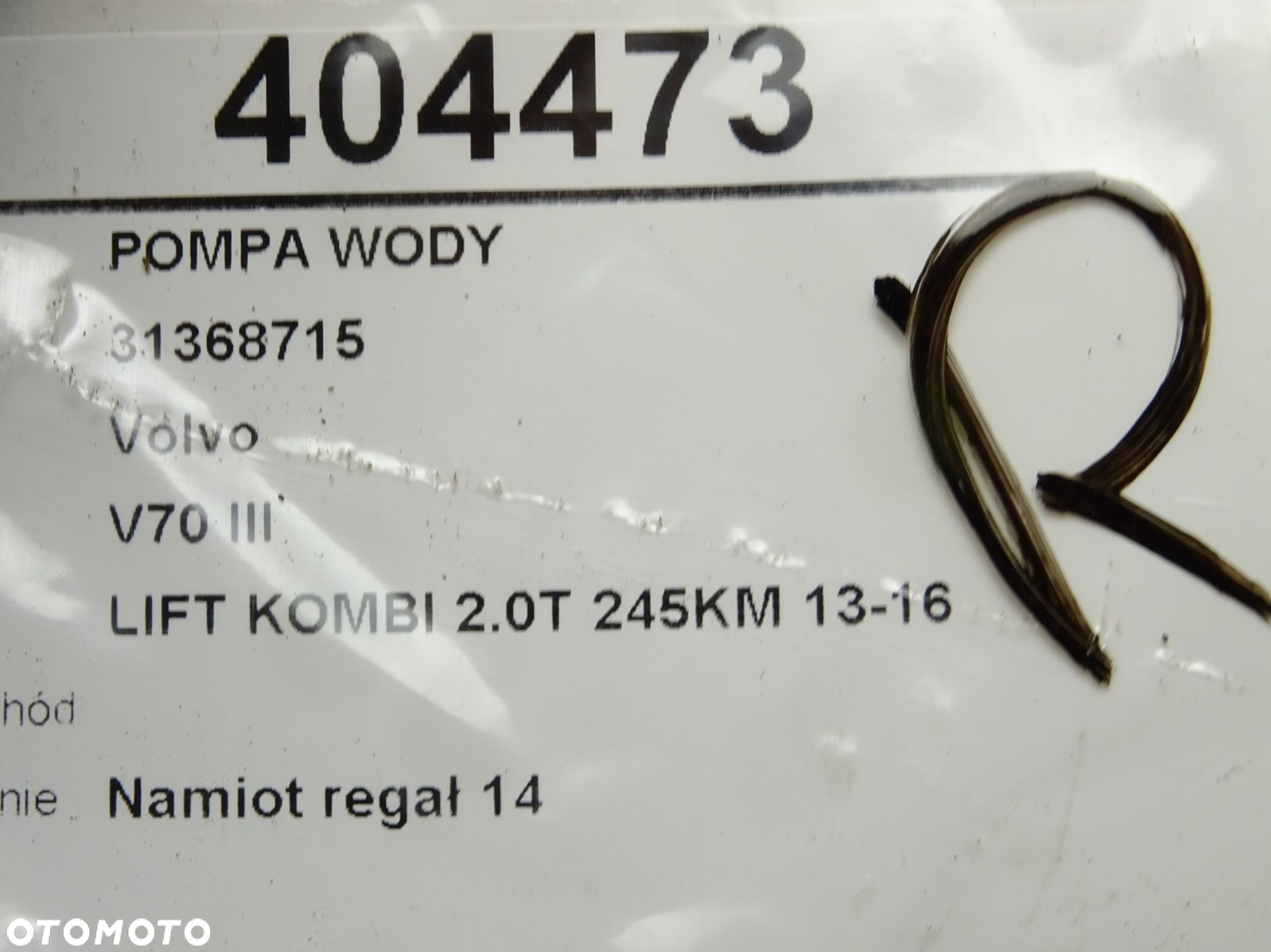 POMPA WODY - 434.00 PLN - VOLVO V70 III (135) 2007 - 2016 T5 180 kW [245 KM] benzyna 2013 - 2016 - 5
