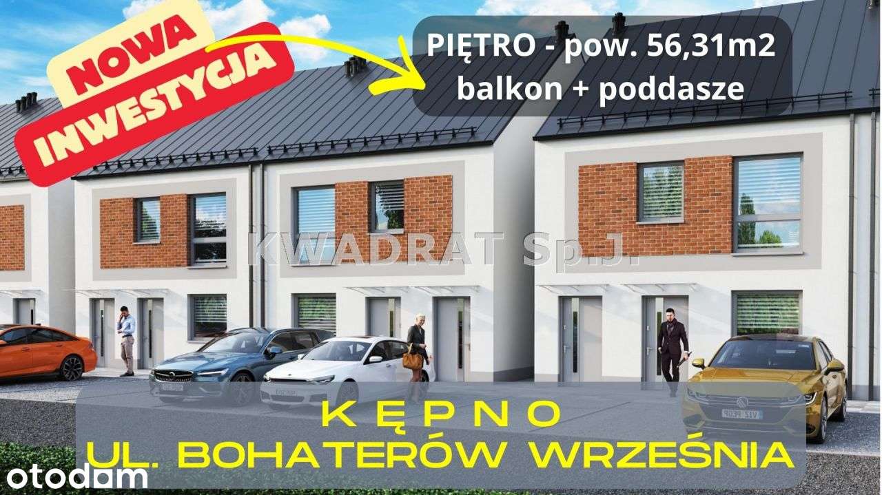 Kępno - mieszkanie o pow 56,31m2 + poddasze balkon