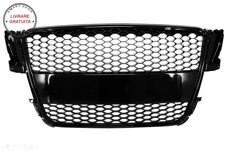 Grila Centrala Audi A5 8T (2007-2011) RS Design Negru Lucios- livrare gratuita - 1