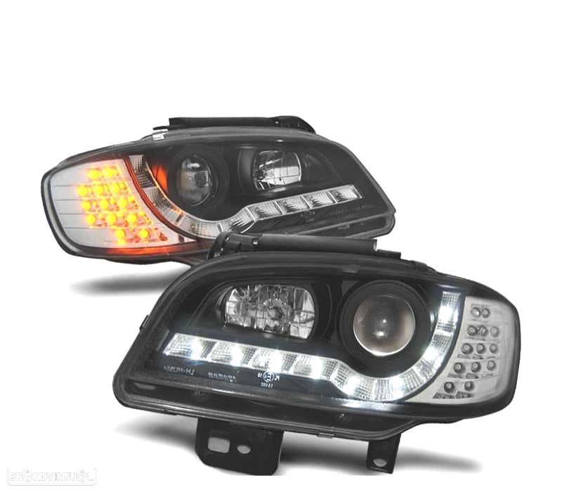 FARÓIS OPTICAS PARA SEAT IBIZA CORDOBA 99-02 LUZ DIURNA LED PRETO - 1