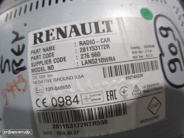 Radios 281153172R RENAULT CLIO 4 FASE 1 2016 1.5DCI 75CV 5P BRANCO ORIGINAL LAN5210WR4 - 5