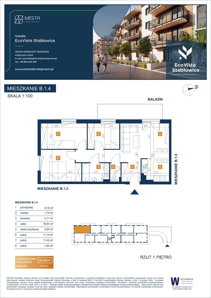 4 pokojowe mieszkanie A.1.4 Vista Eco, ul. Łomnicka