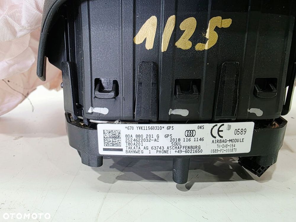 PODUSZKA POWIETRZNA KIEROWCY AUDI Q5 FY 80A880201G 6/PS WYSTRZELONA - 2