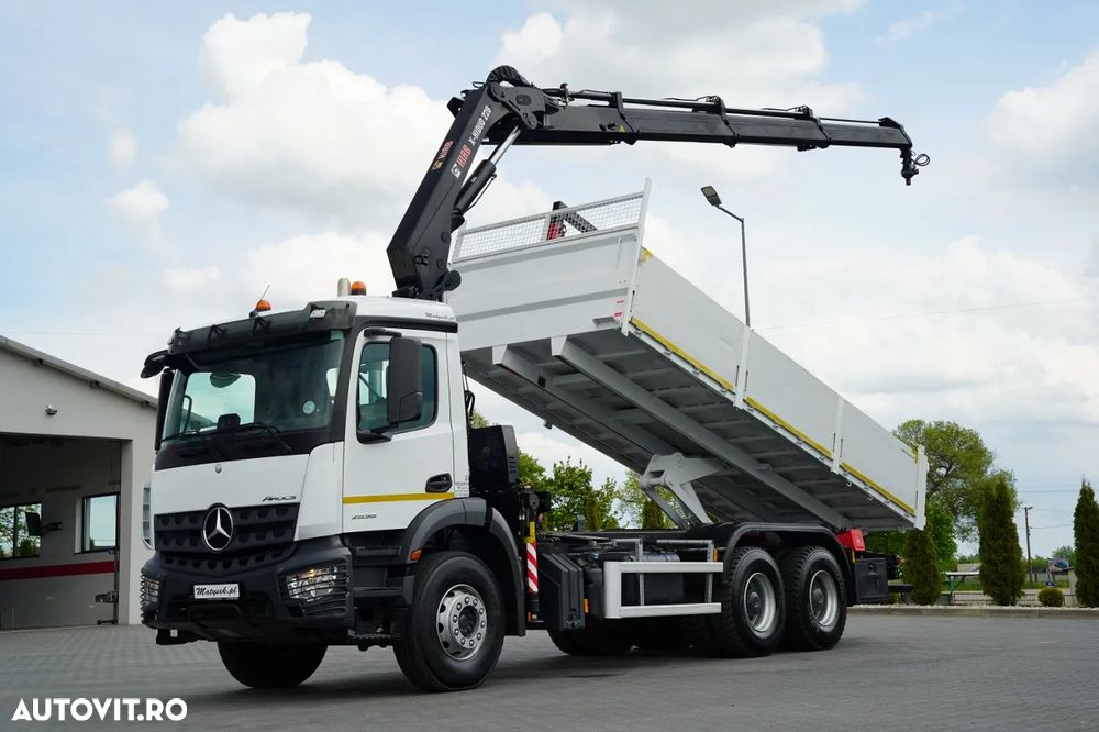 Mercedes-Benz AROCS 2636 / 6X4 / BASCULATOR / + HIAB X-HIDUO 228 E-3 HDS / TELECOMANDĂ / FURCĂ PENTRU PALEȚI / EURO 6 - 2