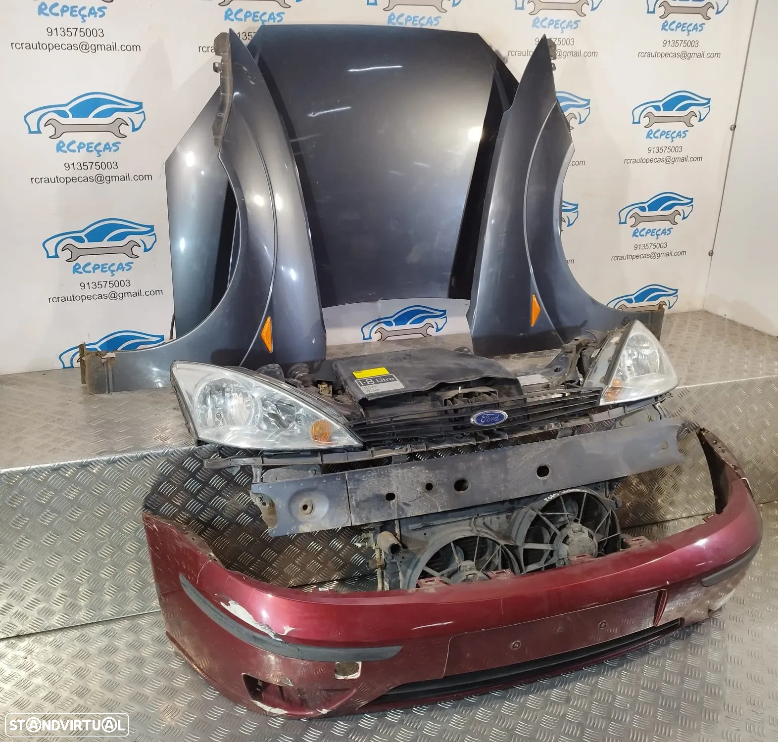 FRENTE COMPLETA FORD FOCUS I 1 MK1 FASE II 2 CAPOT PARACHOQUES GUARDA-LAMAS OTICAS RADIADOR VENTILADOR FRENTE FIBRA REFORÇO - 7