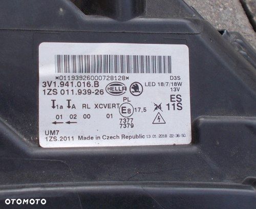 Lampa Prawa Xenon LED Skoda Superb III 3V1941016B - 16