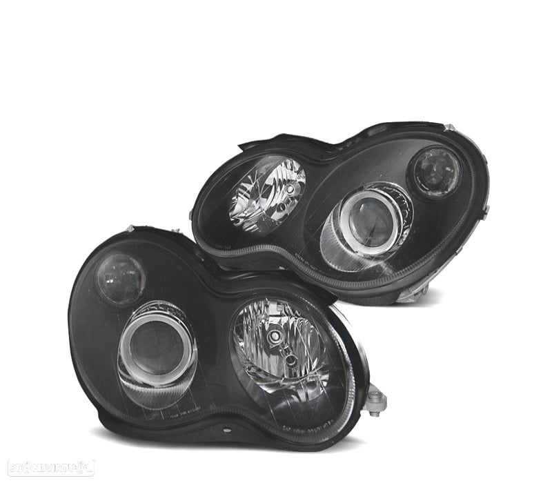 FARÓIS COM PROJETOR MERCEDES C W203 SPORTCOUPE C203 01-04 FUNDO PRETO - 1