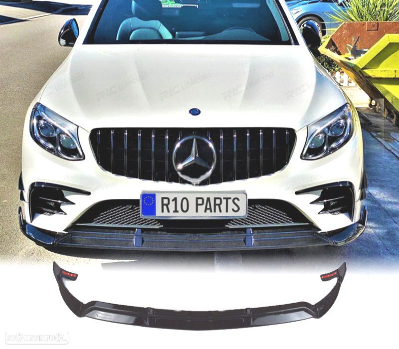 SPOILER LIP FRONTAL MERCEDES GLC X253 15-18 PRETO BRILHANTE - 1