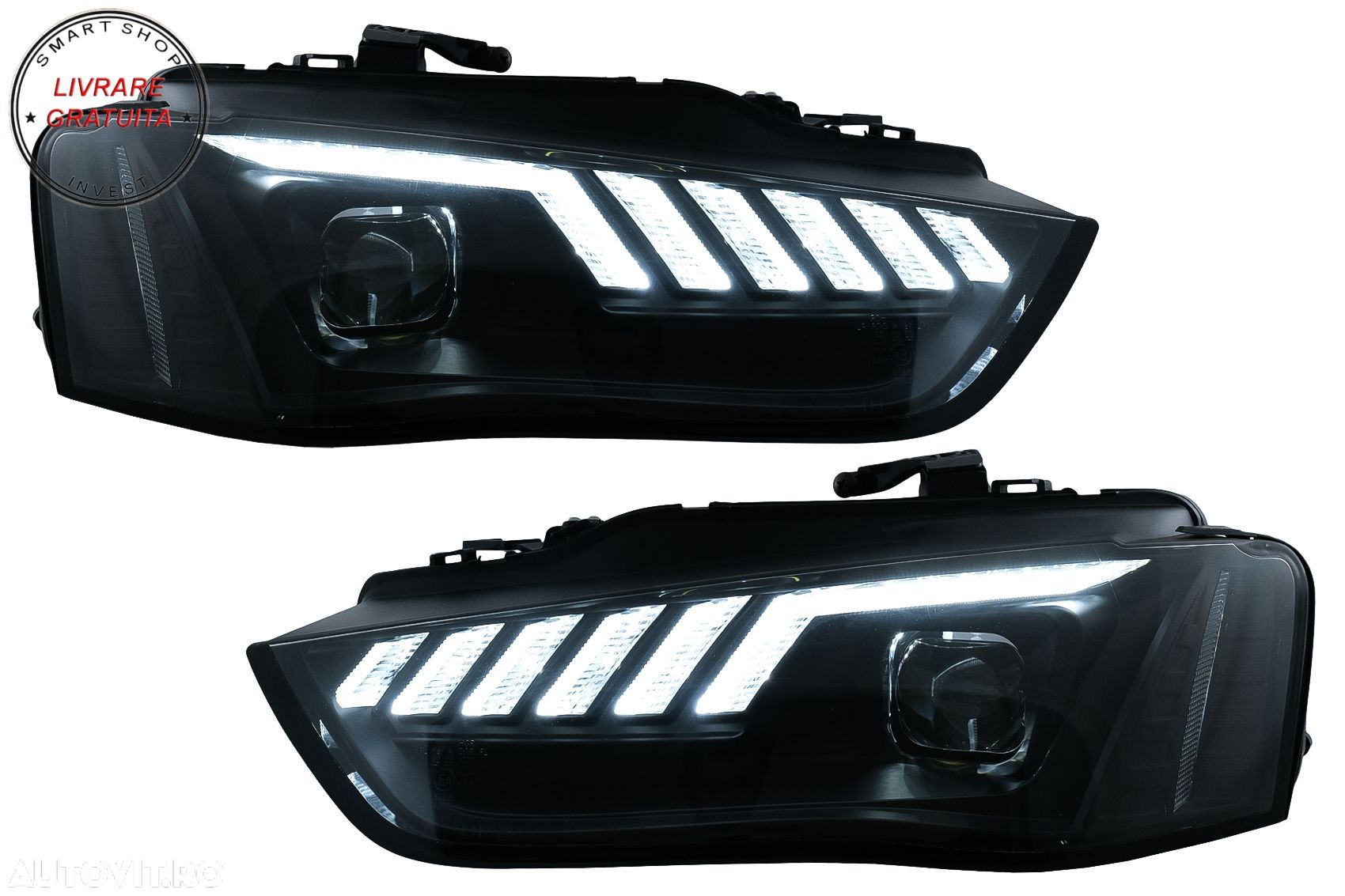 Faruri LED DRL Audi A4 B8.5 Facelift (2012-2015) Negru Semnal Dinamic- livrare gratuita - 1