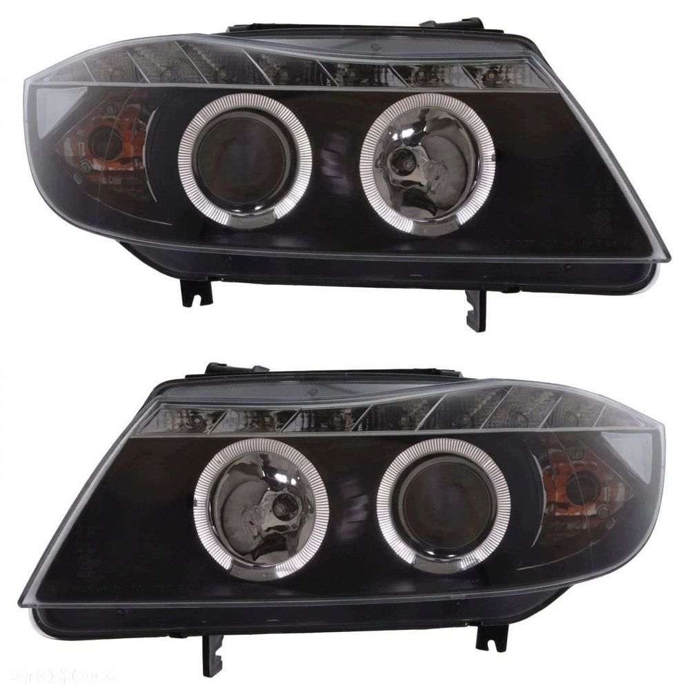 Reflektory Lampy kpl Ringi Angel Eyes LED Tuning Black Bmw 3 e90 e91 04-08 - 6