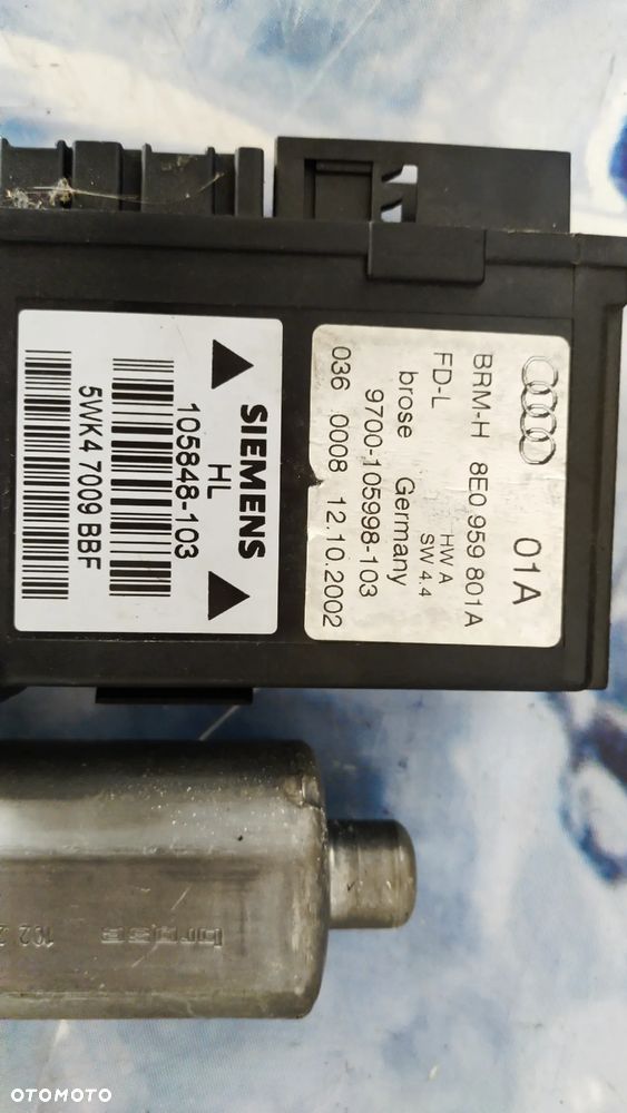 AUDI A4 B6, B7 SILNICZEK SZYBY LEWY TYL 8E0959801A - 2
