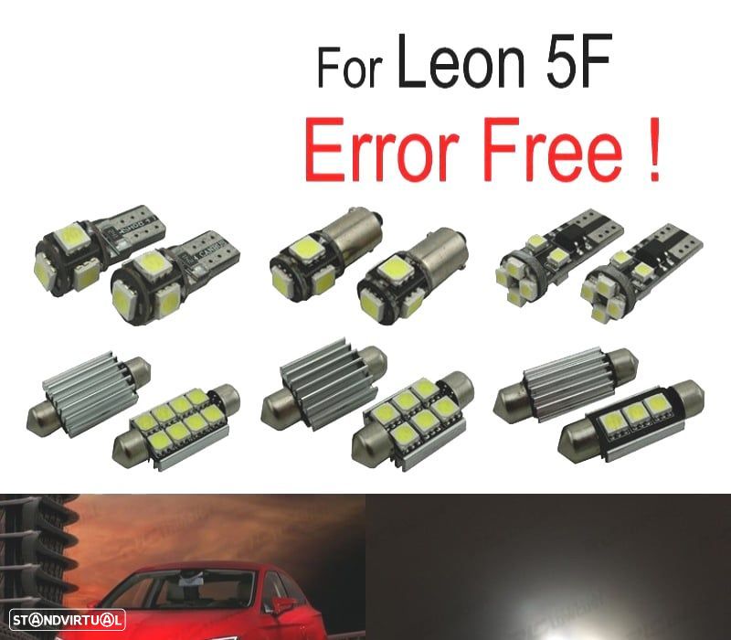 KIT COMPLETO LAMPADAS LED INTERIOR PARA SEAT LEON MK3 5F 5F1 5F5 5F8 13-18 - 1