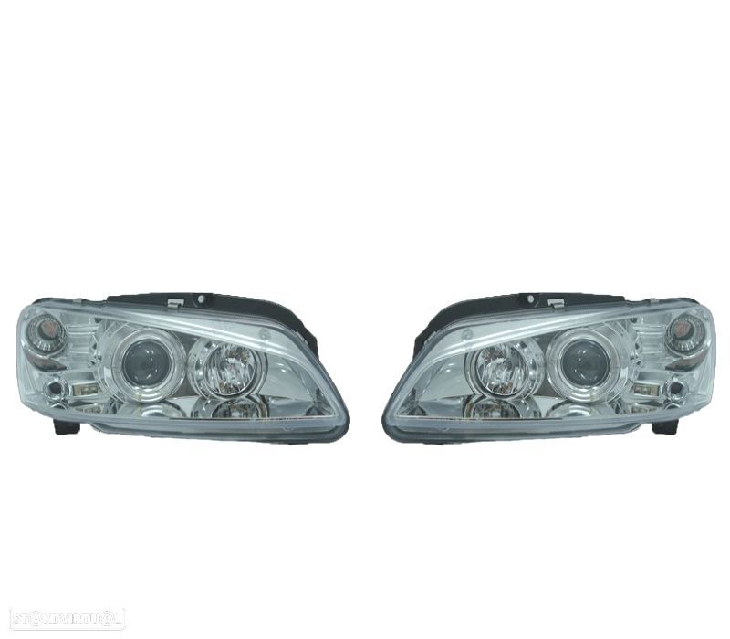 FARÓIS PEUGEOT 106 96-05 OLHOS DE ANJO FUNDO CROMADO