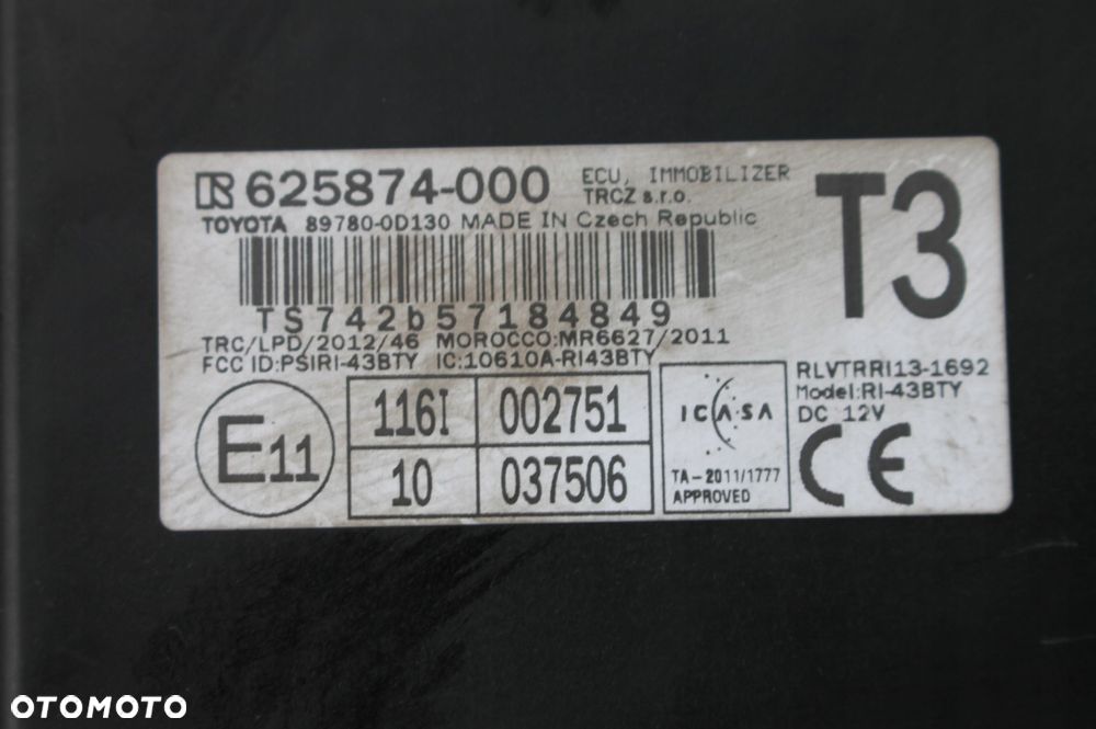 moduł sterownik immobilizer toyota yaris iii 11-19 - 2