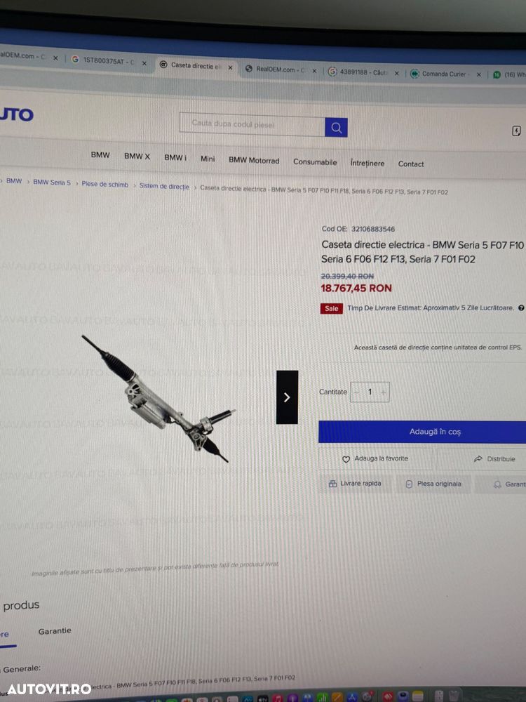 Casetă Direcție Electrică BMW Seria 5 (F10 F11) Seria 7 (F01) Seria 6 (F06) - RWD (Tracțiune Spate) Volan pe stânga - 4