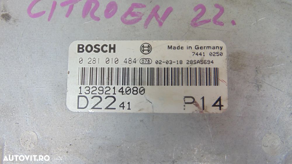 ECU Calculator motor Peugeot Boxer 2.2 HDI an 2006 cod 0281010484 - 3
