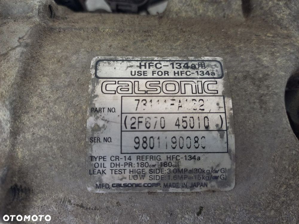 POMPA, SPRĘŻARKA KLIMATYZACJI SUBARU FORESTER I 2F67045010 2.0 16V - 6