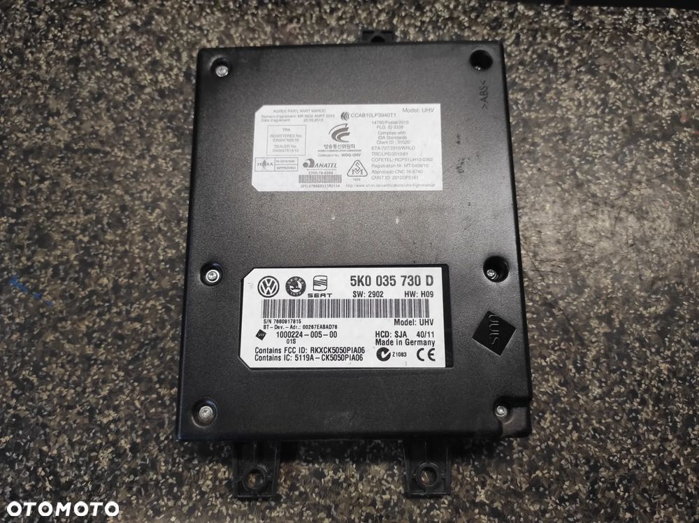 STEROWNIK MODUŁ BLUETOOTH 5K0035730D VW AUDI SEAT SKODA WYSYŁKA !!!! - 1