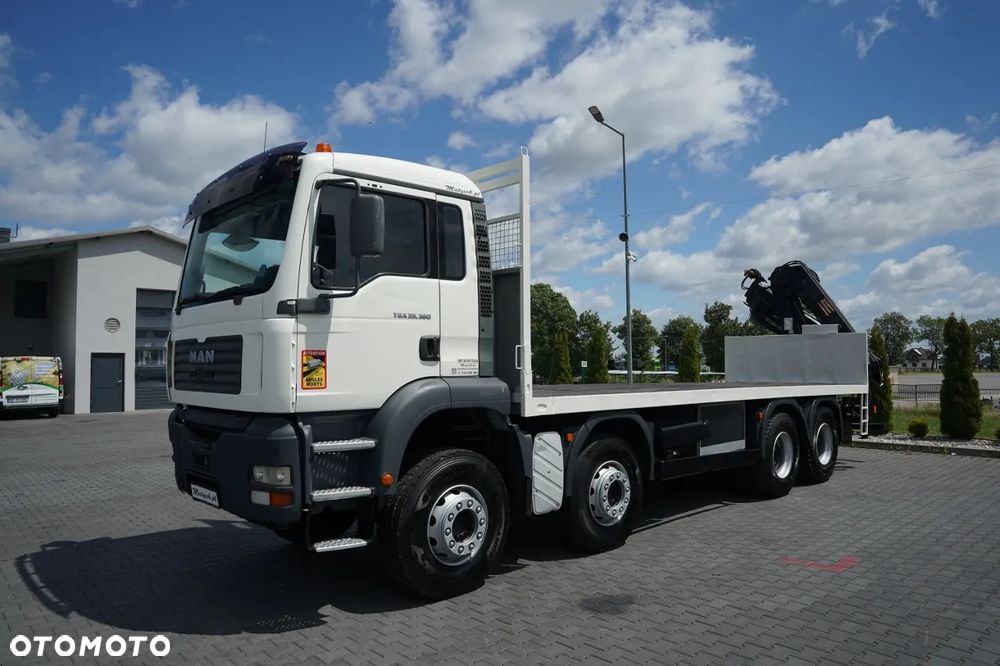 MAN TGA 35.360 /  PLATFORMA 8x4 + HDS HIAB 166 D-4 / MAX UDŹWIG: 4 600 KG /  ROTATOR / PILOT - 10