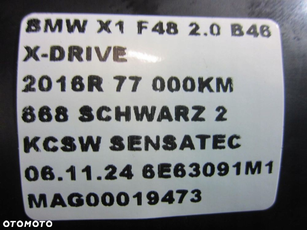 BMW X1 F48 USA AIRBAG PODUSZKA BOCZNA FOTELA PRAWEGO 7374510 72127374510 - 8
