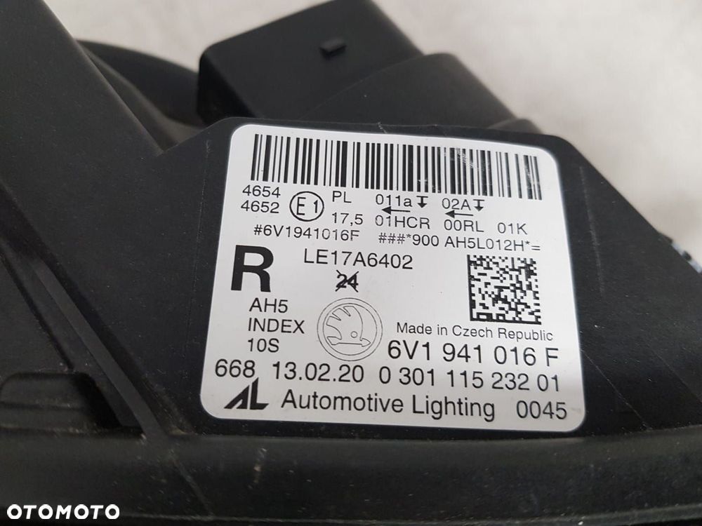 SKODA FABIA 3 III LIFT 18- 6V1 LAMPA PRAWA PRZEDNIA FULL LED PRAWY PRZÓD 6V1941016F EUROPA KOMPLETNA - 5