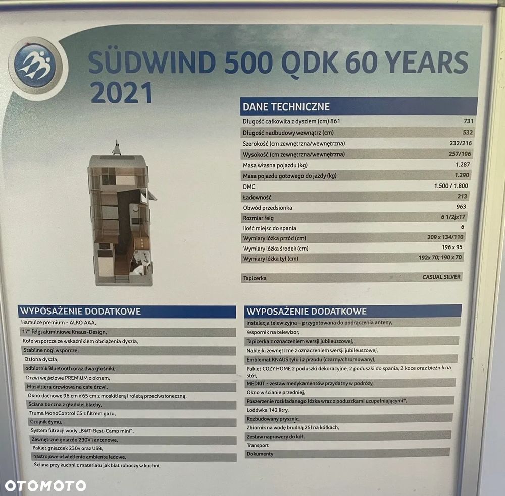 KNAUS 500 QDK 60 Years FV VAT 23 % - 18