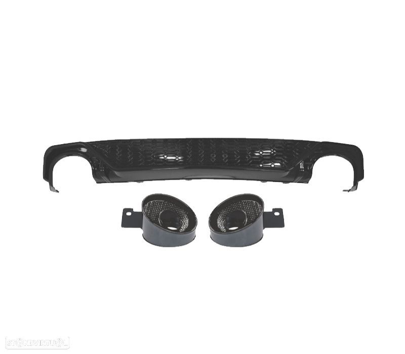 DIFUSOR TRASEIRO AUDI A6 19-24 LOOK RS6 PRETO BRILHANTE + PONTEIRAS 0---0 - 2