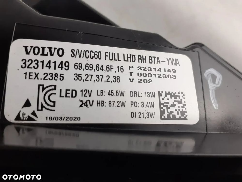 Lampa prawa Volvo S\V60 CC 17-20 Full led 32314149 - 11