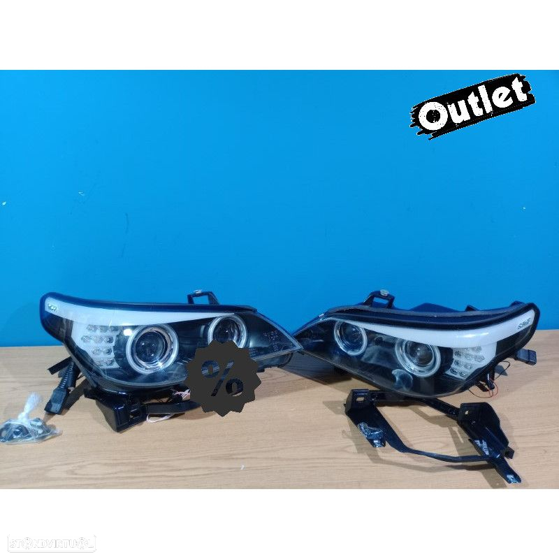 R011319C1 FARÓIS ANGEL EYES CCFL PARA BMW E60 E61 03-07 BLACK PRETO - 5