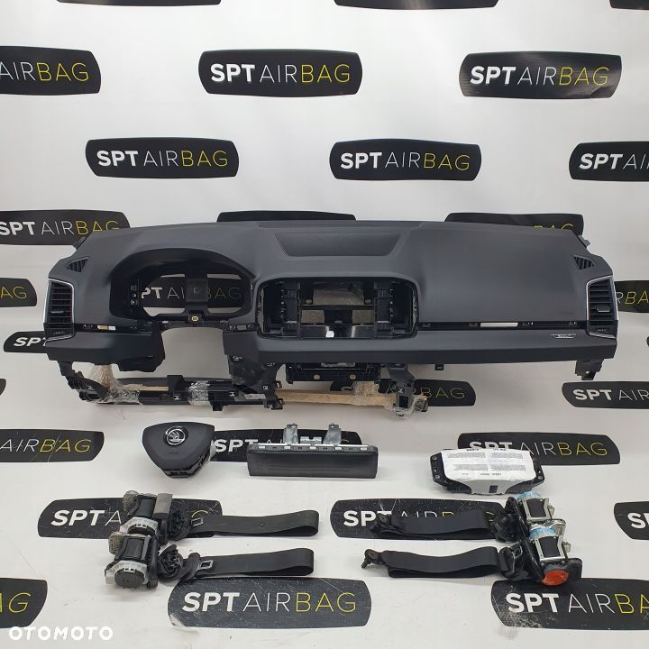 SKODA KAROQ SCOUT DESKA ROZDZIELCZA KONSOLA KOKPIT PULPIT PODUSZKI AIRBAG AIR BAG PASY KIT SET - 1