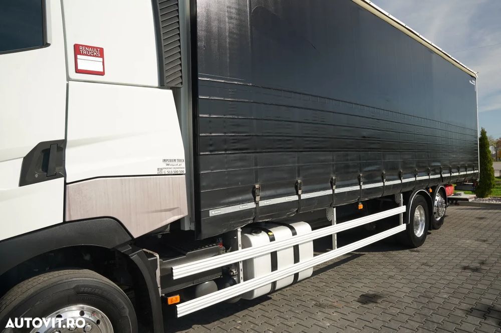 Renault T 440 / 6x2 / PRELATĂ CULISANTĂ (CURTAINSIDER) - 9,5 M / CAMION RIGID / PLATFORMĂ HIDRAULICĂ DHOLLANDIA - 2.000 KG / AXĂ RIDICABILĂ / PODEA REZISTENTĂ (HEAVY-DUTY) / EURO 6 - 12