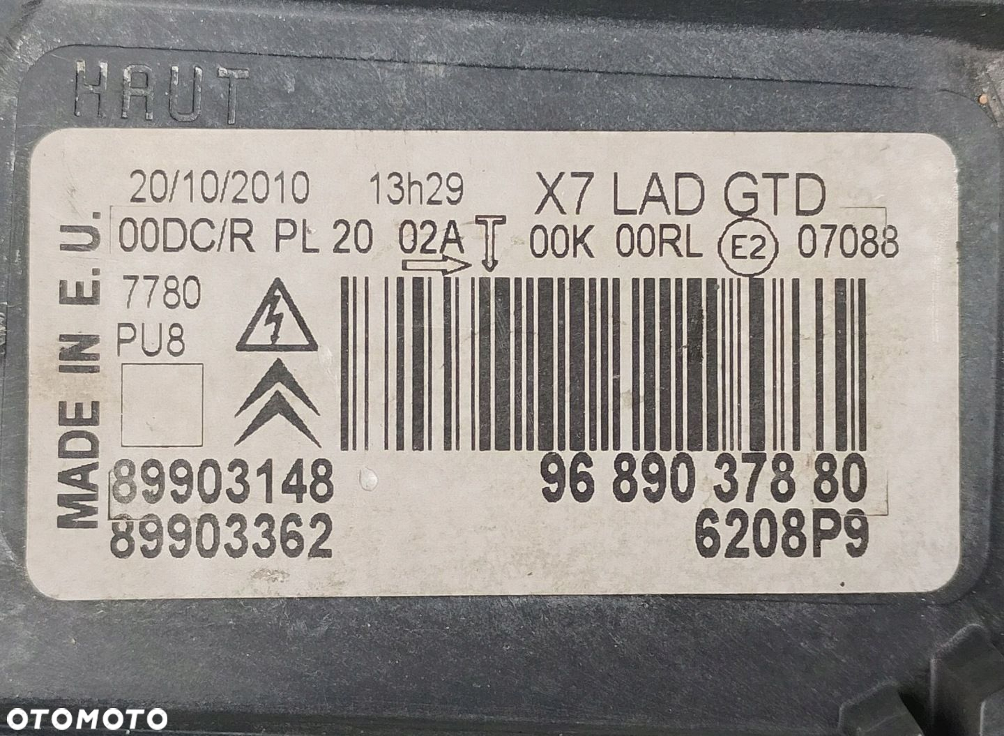 LAMPA BI-XENON LEWY PRZÓD CITROEN C5 III X7 08-11 EU 9689037880 - 2