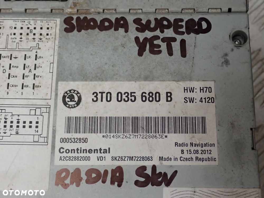 RADIO NAWIGACJA -  NISSAN JUKE F15 400 SKODA SUPERB/ YETI, HYUNDAI I40, MAZDA 5, OPEL COMBO II, HYUNDAI IX 35, PEUGEOT 208, MERCEDES W221, SKODA 5J0035161A, MERCEDES W221 LIFT 1036900743 - 5