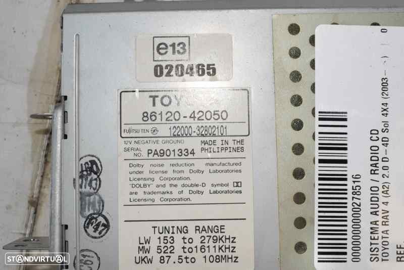 SISTEMA AUDIO / RADIO CD TOYOTA RAV 4 II 2002 -8612042050 - 1