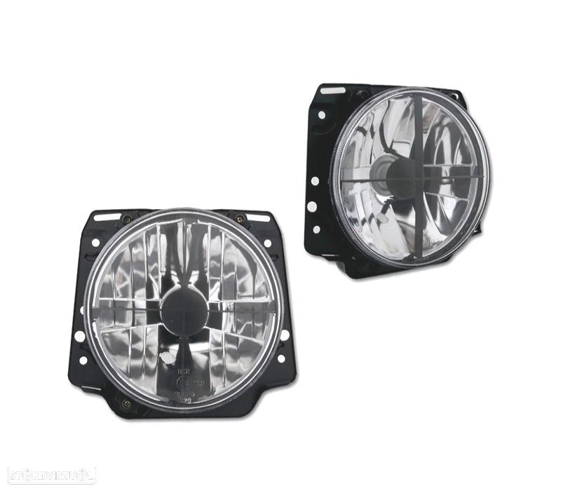 FARÓIS VOLKSWAGEN VW GOLF 2 83-91 FUNDO CROMADO CRUZ PRETA - 1