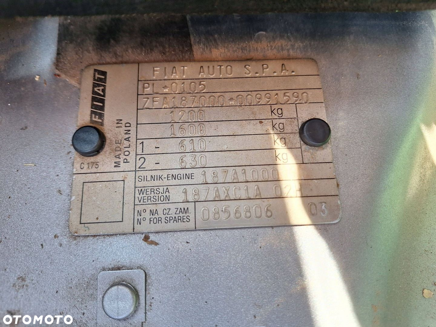Fiat Seicento / 600 SREBRNE PASAŻERA DRZWI PRAWE 647 GRIGIO STEEL - 12